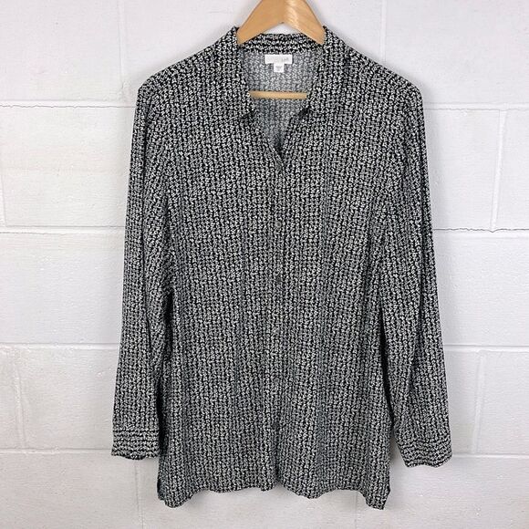 J.Jill patterned button up long sleeve blouse - Picture 1 of 6